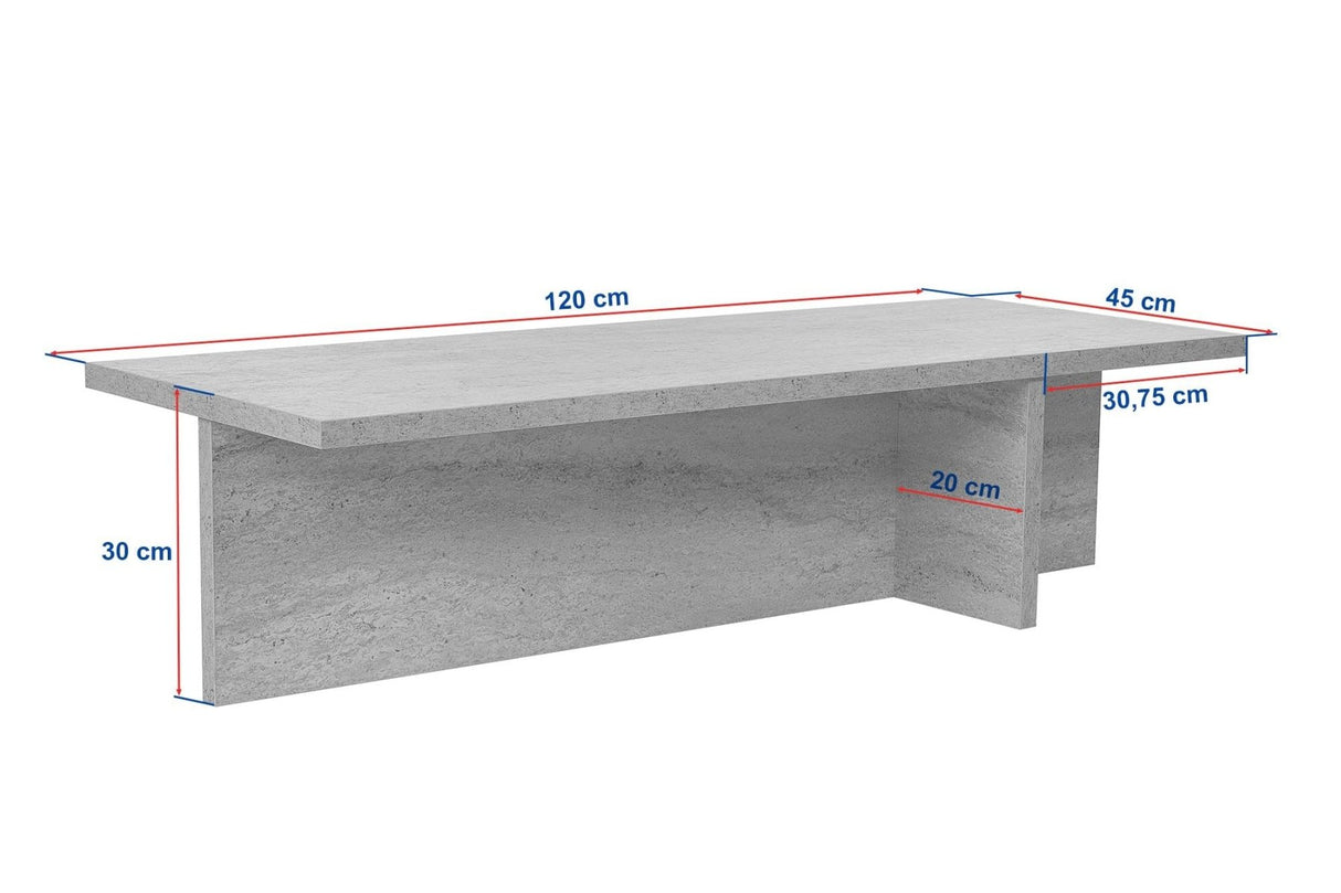 Table basse rectangulaire en bois de pin mélaminé - 120x45x30 cm -Portland