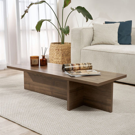 Salontafels - Rechthoekige salontafel walnoot melamine - 120x45x30 cm - Portland - Dimehouse