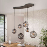 Suspension Industrielle Nova Noire 6-lumières Barre 135 cm 