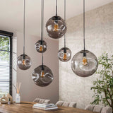 Suspension Industrielle Nova Noire 6-lumières Barre 135 cm 