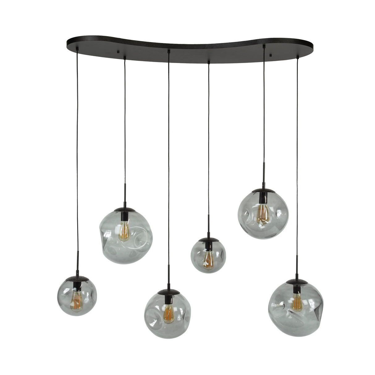 Suspension Industrielle Nova Noire 6-lumières Barre 135 cm 