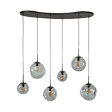Suspension Industrielle Nova Noire 6-lumières Barre 135 cm 