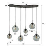 Suspension Industrielle Nova Noire 6-lumières Barre 135 cm 