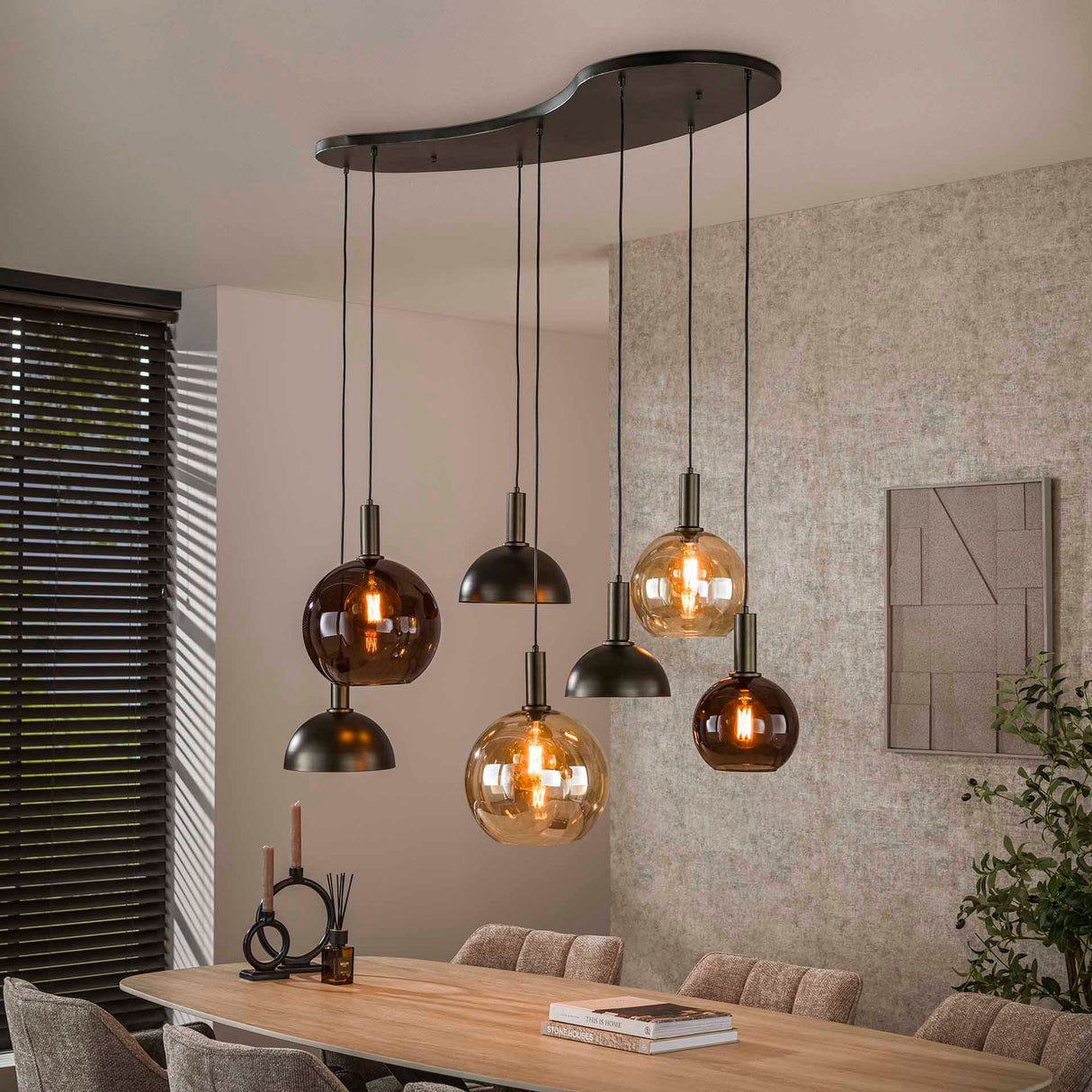 Suspension Cluster Sienna 7 lumières – Marron 