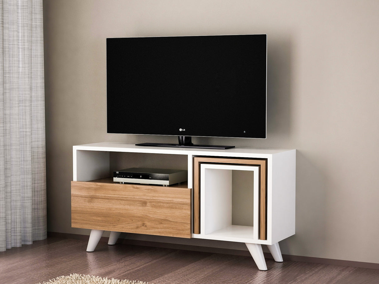 Ensemble de meubles de télévision Novella White Walnut Melamine 90x51x29.5 cm