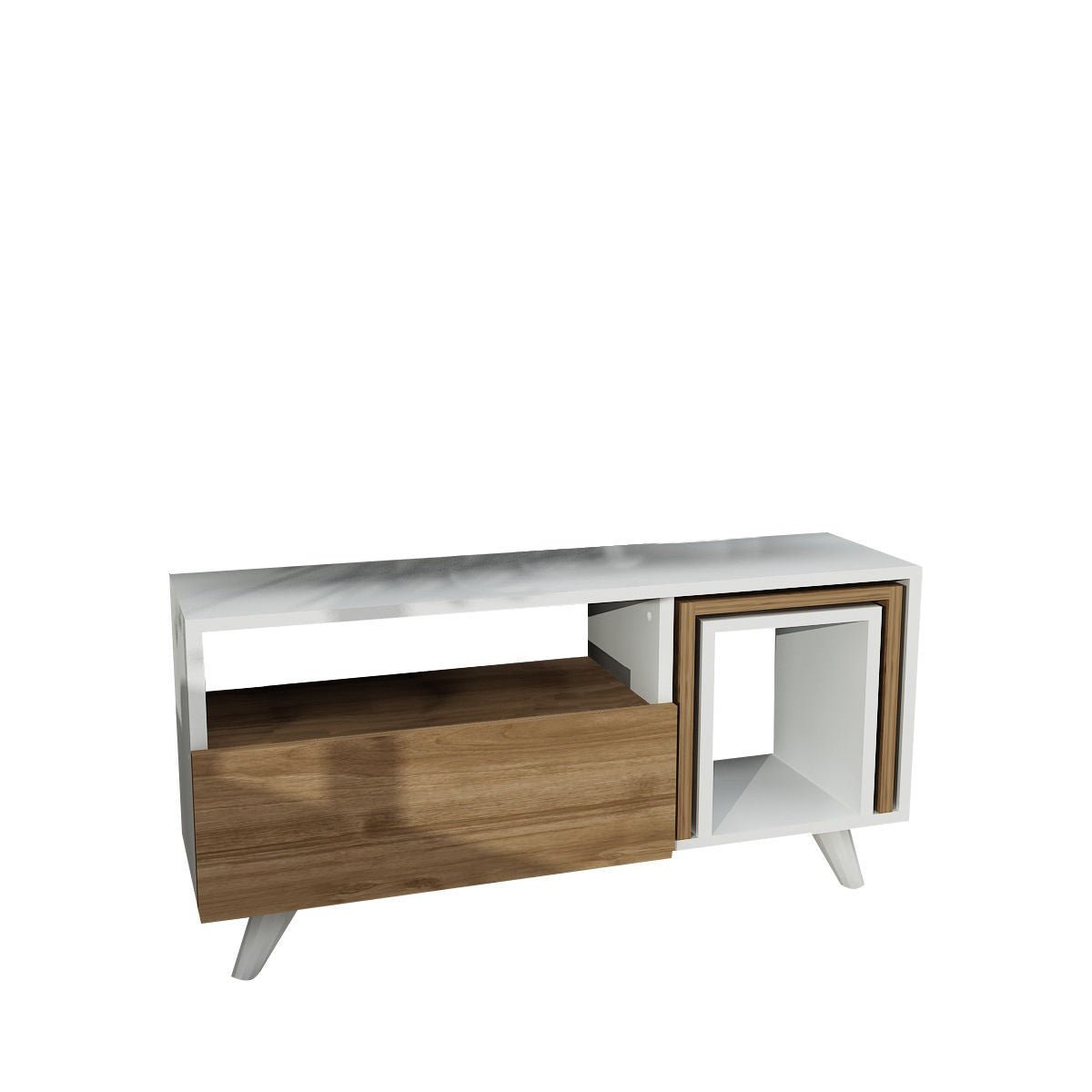 Ensemble de meubles de télévision Novella White Walnut Melamine 90x51x29.5 cm