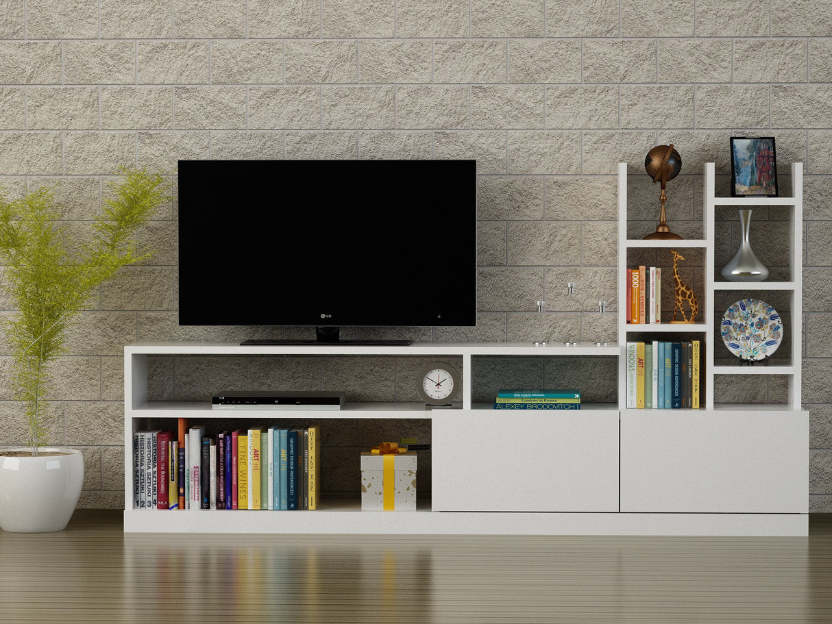 Ensemble de meubles TV Dolunay Mélamine blanche 164.4x91.3x25 cm