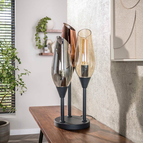 Lampe de table à 3 lumières noire Nora 