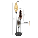 Lampadaire Coco 3 lumières en verre coloré 