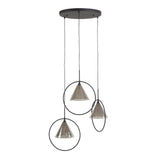 Suspension Niaz 3 lumières abat-jour conique en verre fumé gris 