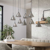 Suspension Niaz 7 lumières abat-jour conique verre fumé gris 