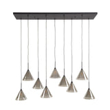 Suspension Niaz 7 lumières abat-jour conique verre fumé gris 