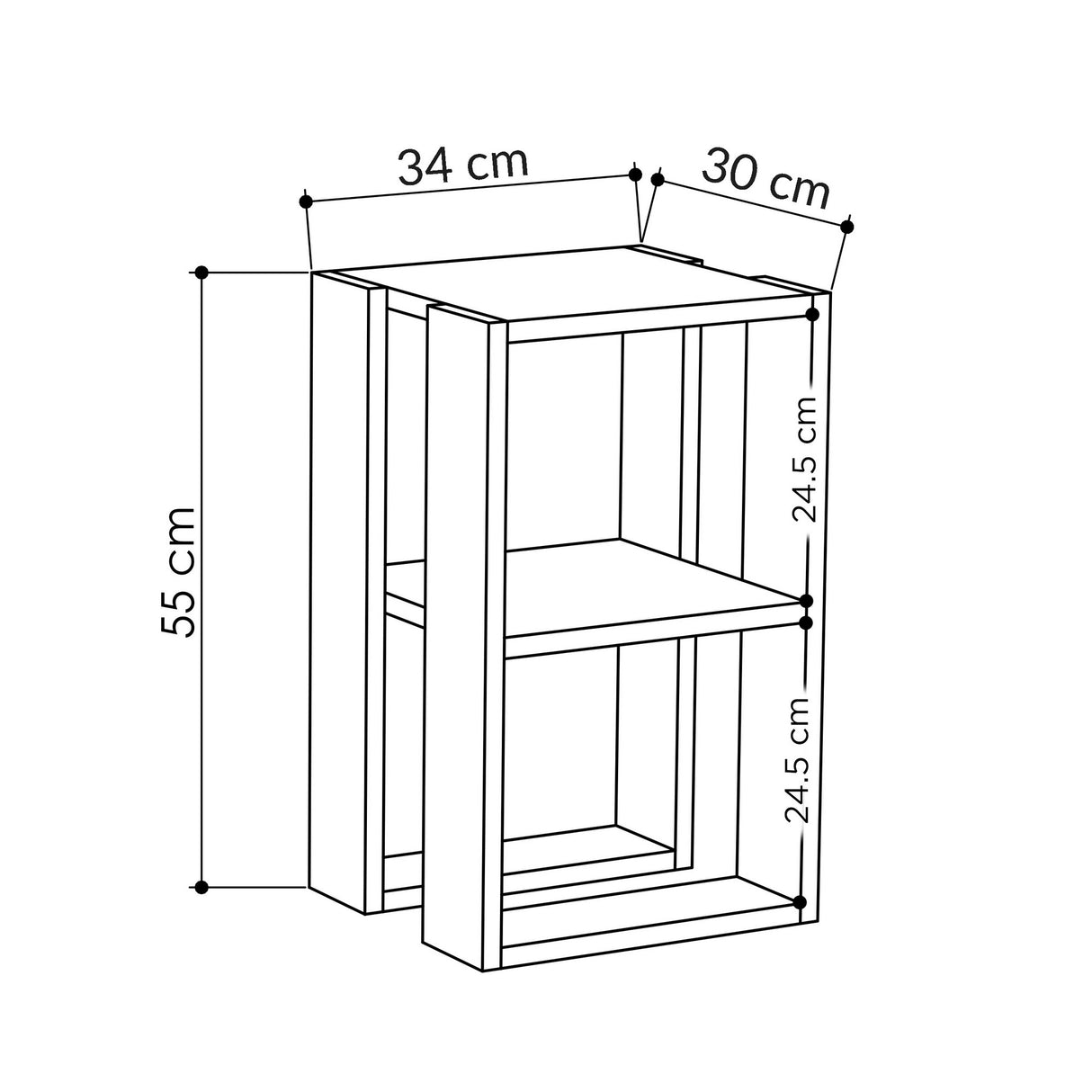 Table de chevet lonia blanc mélamine 30x55x30 cm