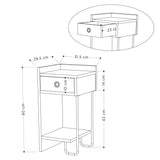 Table de chevet Sirius Left Oak Mélamine 32x61x30 cm