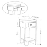 Table de chevet Sirius Blanc Mélamine blanche 32x61x30 cm