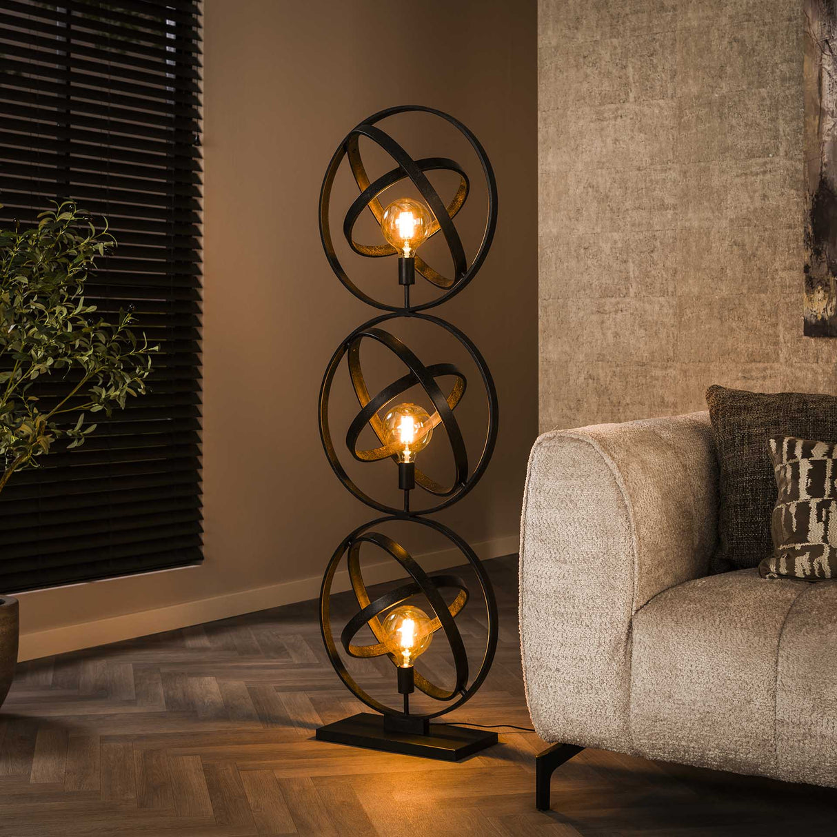 Lampadaire Galaxy 3 lumières métal noir 