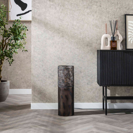 Lampe de sol cylindre Brick 60 cm noir brun 