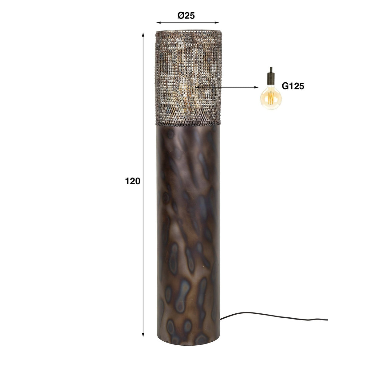 Lampe de sol cylindre Brick 120 cm noir marron 