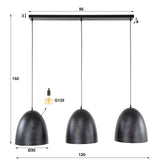 Lampe suspendue Kylian 3 lumières métal noir