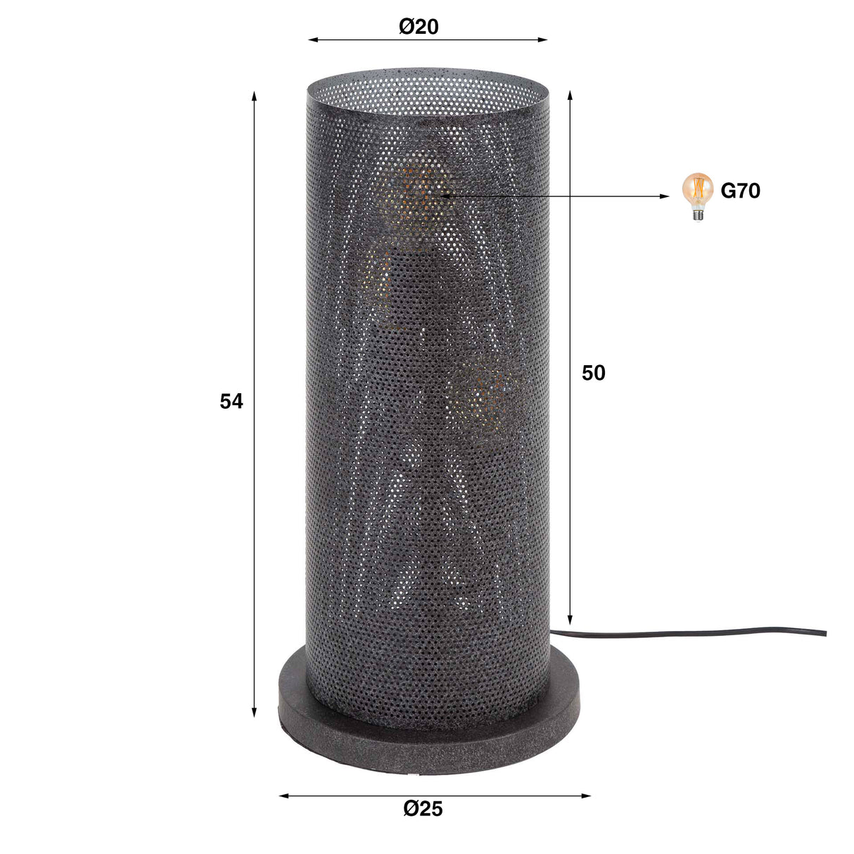 Lampe de table Knox 3 lumières maille noire 