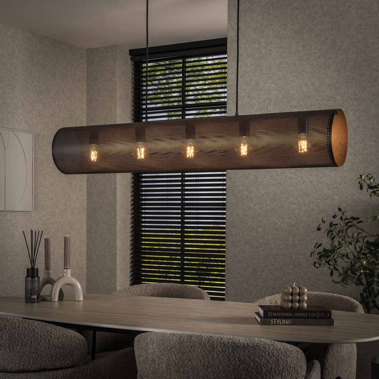 Suspension Knox 5 lumières maille noire 