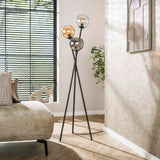 Lampadaire Nova 3 lumières Noir avec Globes 