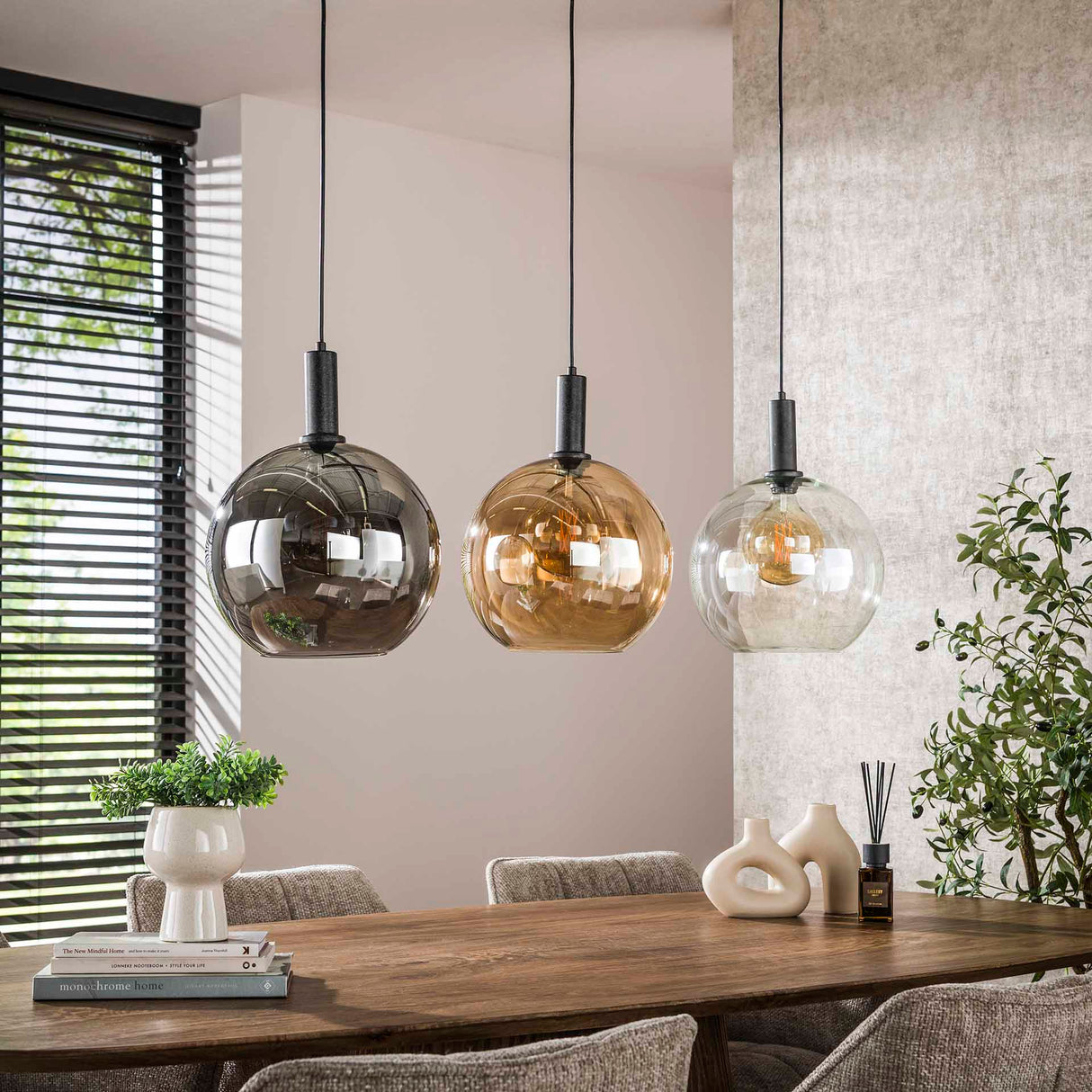 Suspension Nero Trio 3 lumières Métal Noir 115 cm 