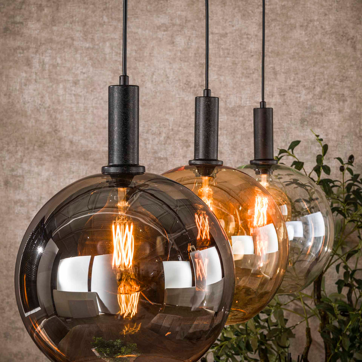 Suspension Nero Trio 3 lumières Métal Noir 115 cm 