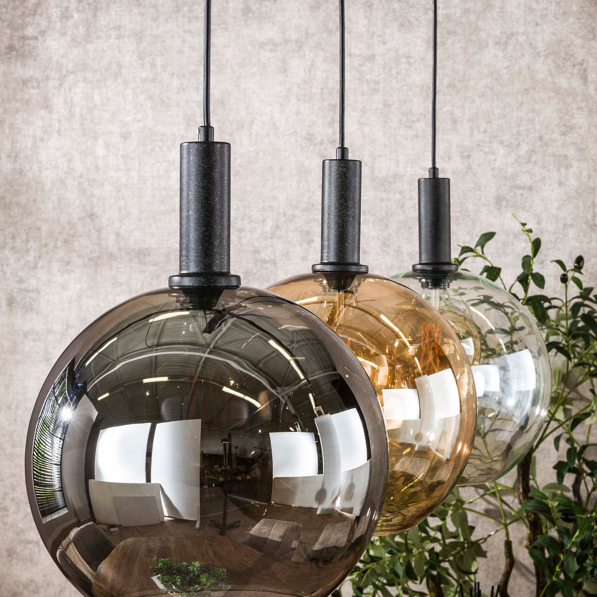 Suspension Nero Trio 3 lumières Métal Noir 115 cm 