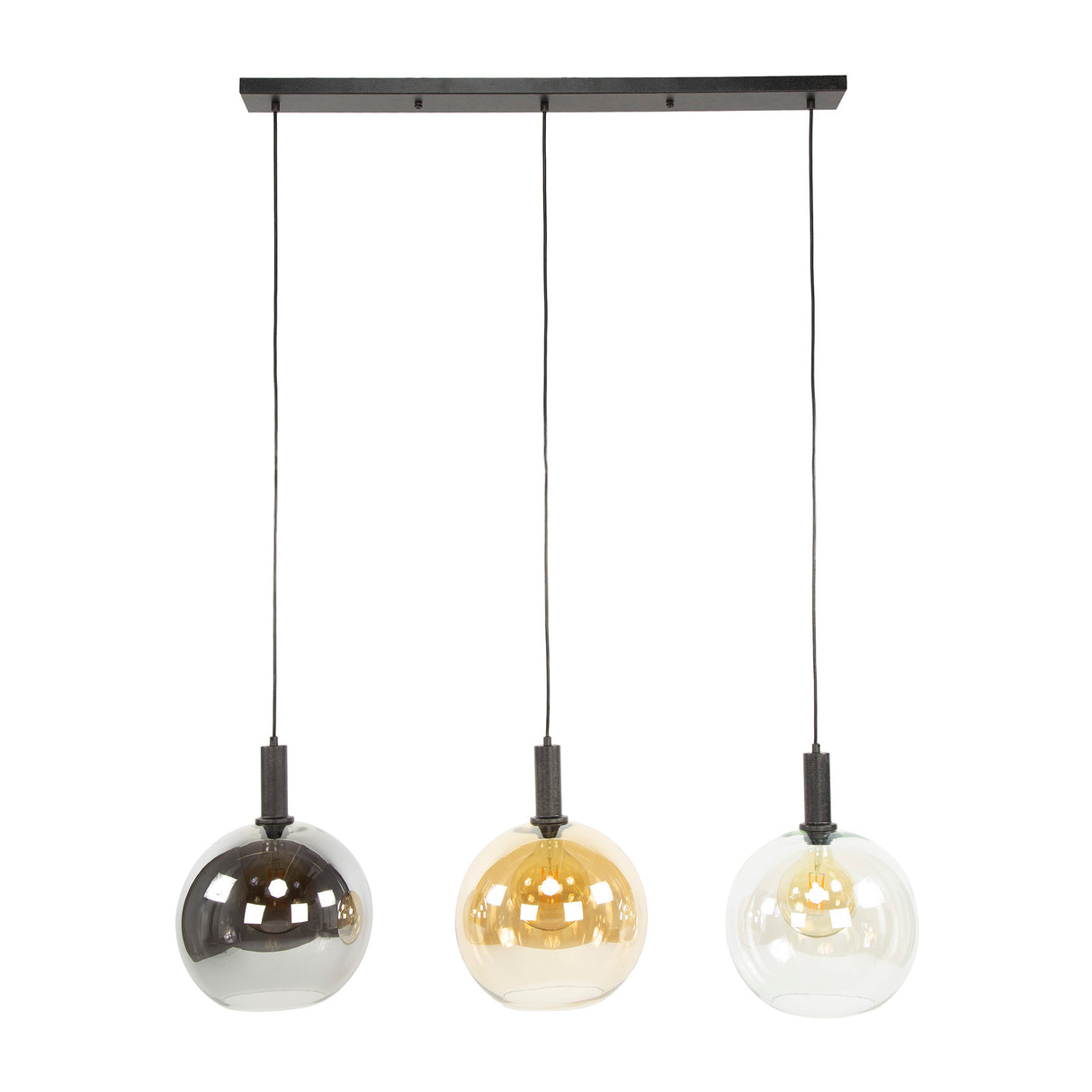 Suspension Nero Trio 3 lumières Métal Noir 115 cm 