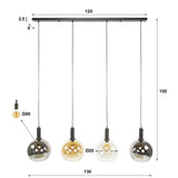 Suspension Valeo 4 lumières Métal Noir 135 cm 