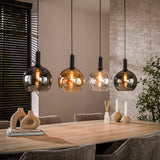 Suspension Valeo 4 lumières Métal Noir 135 cm 
