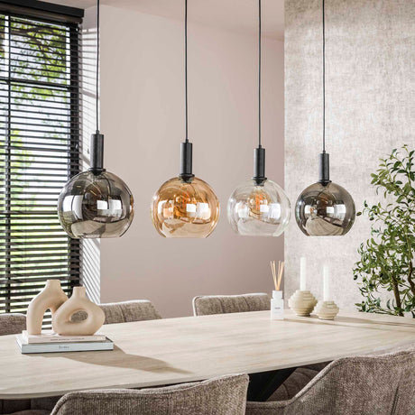 Suspension Valeo 4 lumières Métal Noir 135 cm 