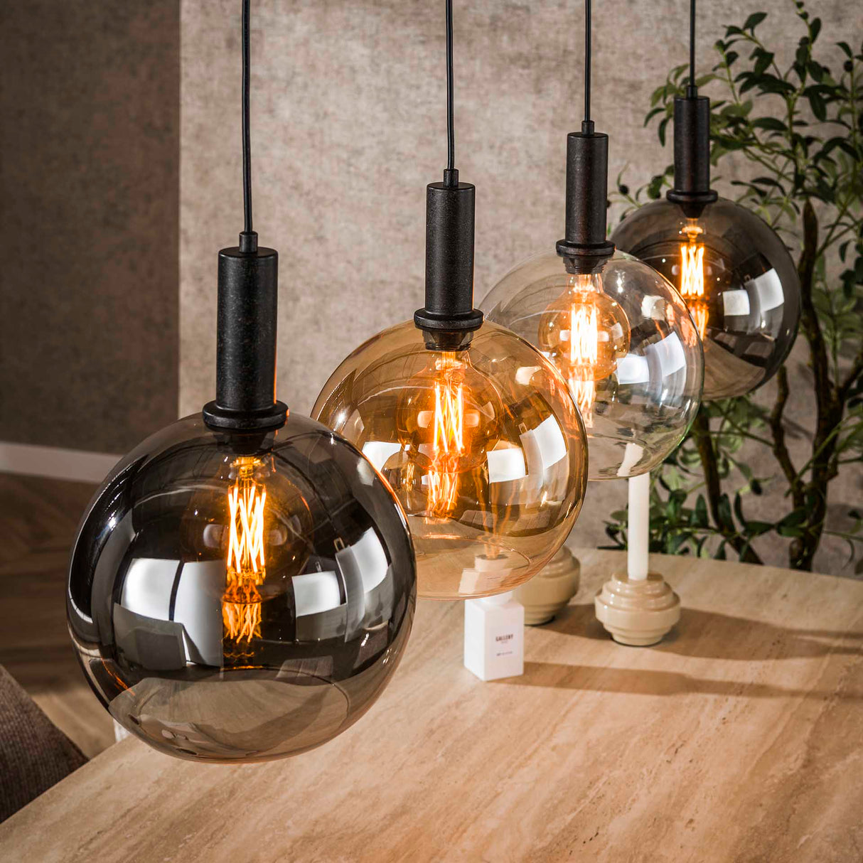 Suspension Valeo 4 lumières Métal Noir 135 cm 
