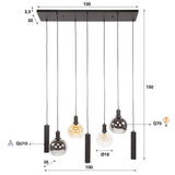 Suspension Orion 7 lumières – Métal Noir – 110 cm 