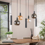 Suspension Orion 7 lumières – Métal Noir – 110 cm 