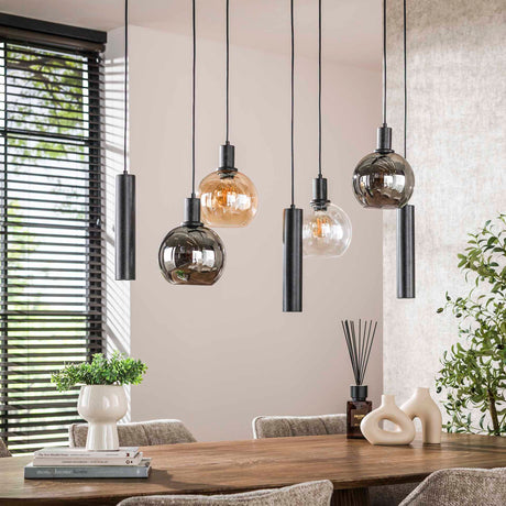 Suspension Orion 7 lumières – Métal Noir – 110 cm 
