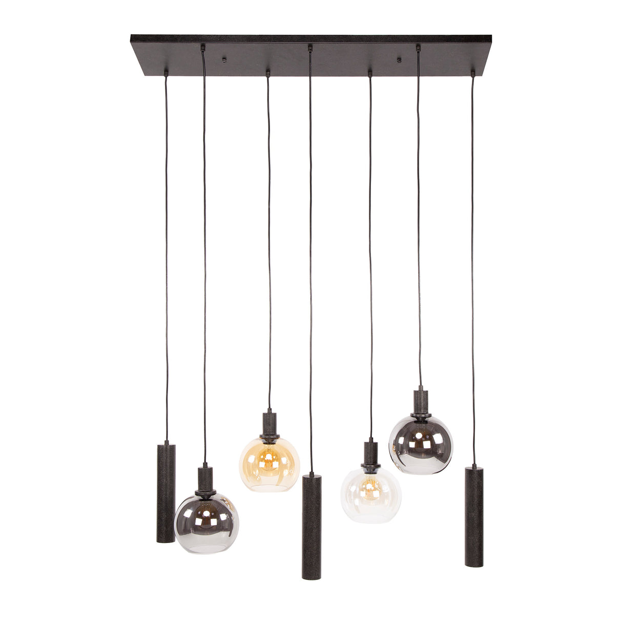 Suspension Orion 7 lumières – Métal Noir – 110 cm 