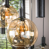 Lustre Orbis Tricolore 5+4 lumières en métal noir 