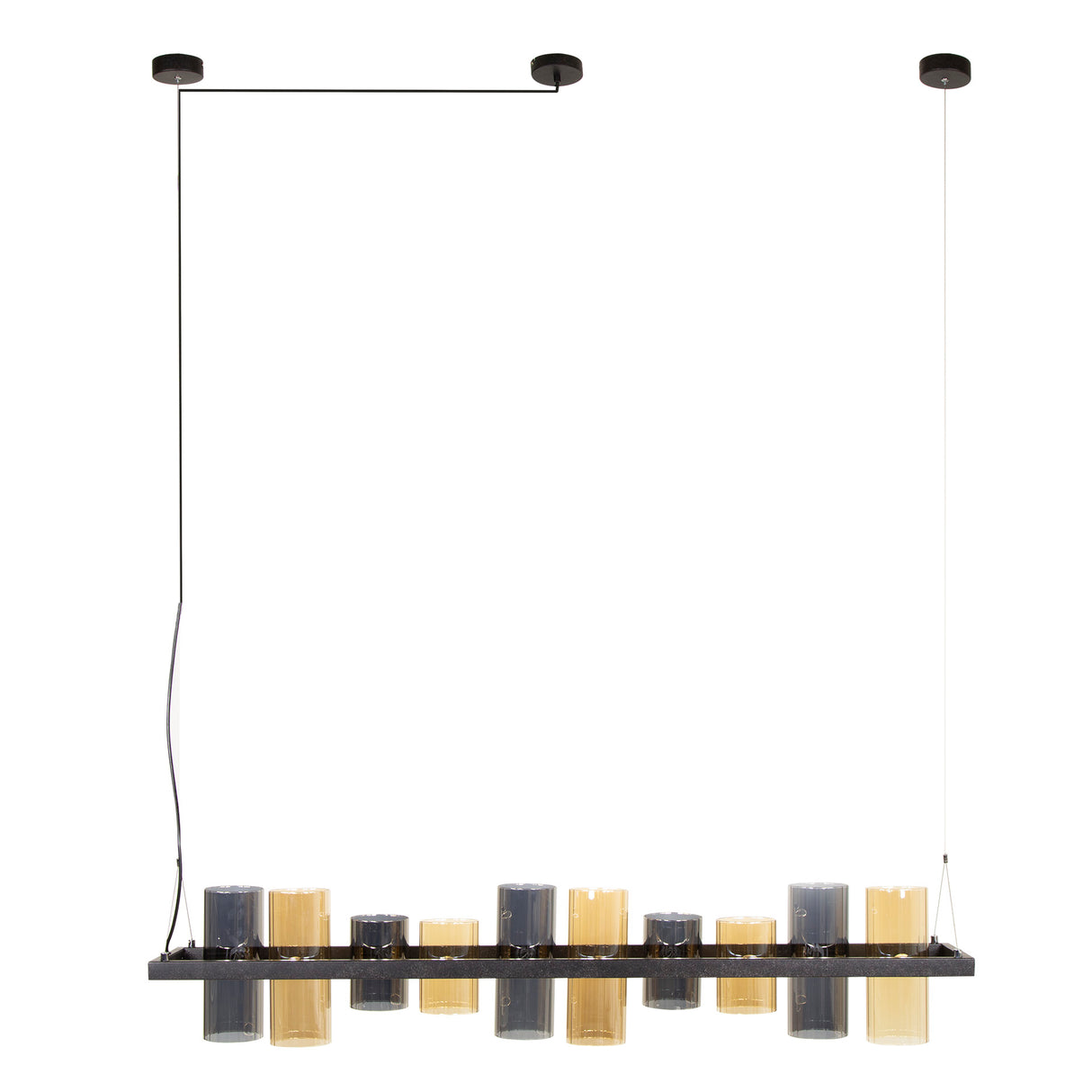 Lampe suspendue Khai 10 lumières cylindre verre mixte 