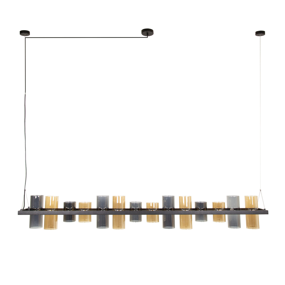 Suspension Khai 14 lumières cylindre verre mélangé 