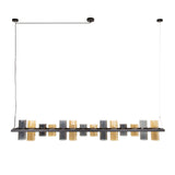 Suspension Khai 14 lumières cylindre verre mélangé 