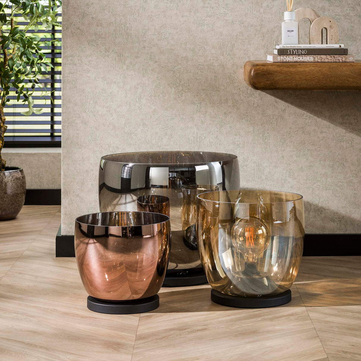 Lampadaire Dain UP XXL Verre couleur cuivre 