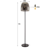 Lampadaire Dain chrome verre