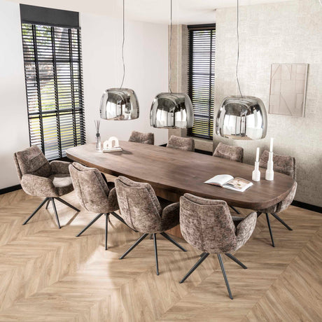 Suspension Dain 1-lumière XL en verre chromé 