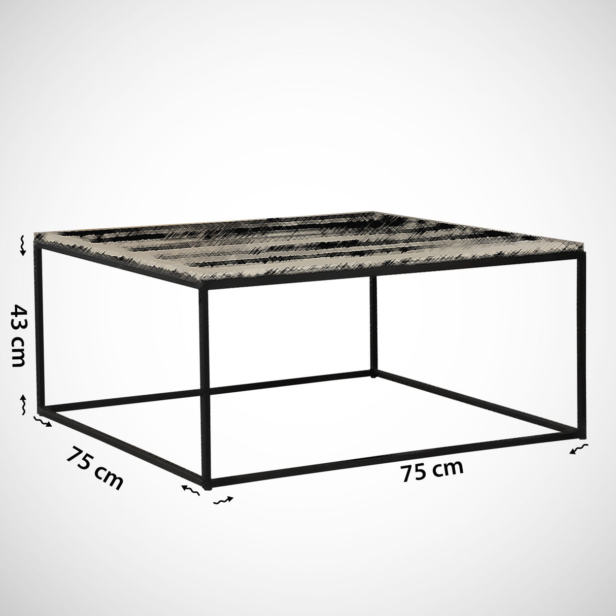 Table basse carrée 75x75 cm Pola - Aspect marbre blanc en mélamine 