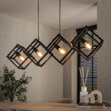Suspension Drew 4 lumières cube noir 
