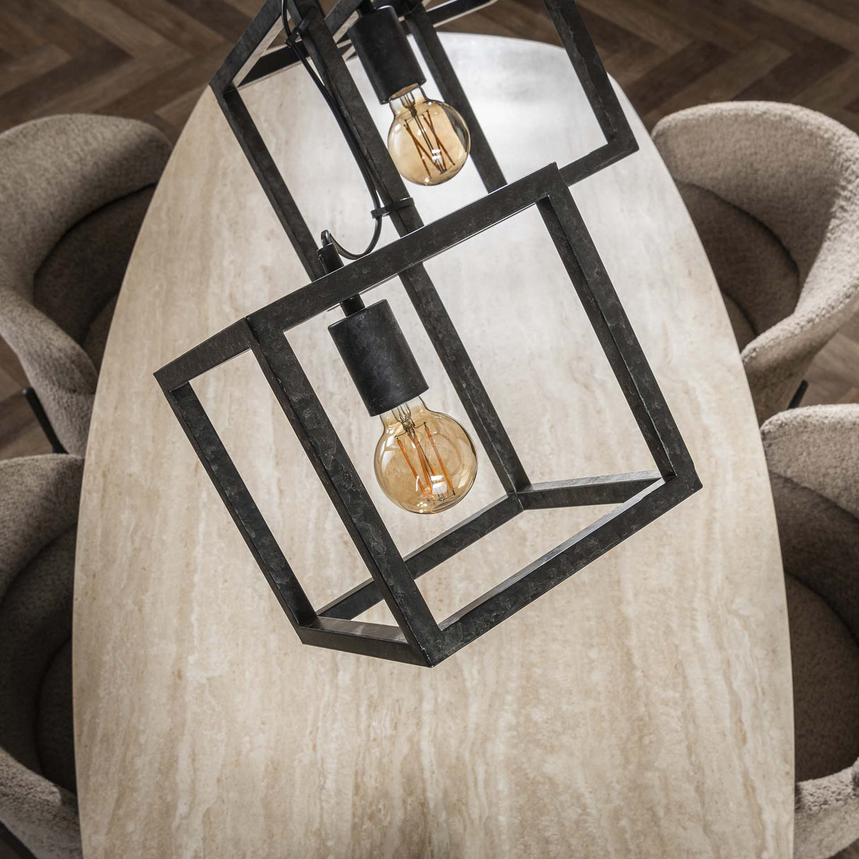Suspension Drew 4 lumières cube noir 
