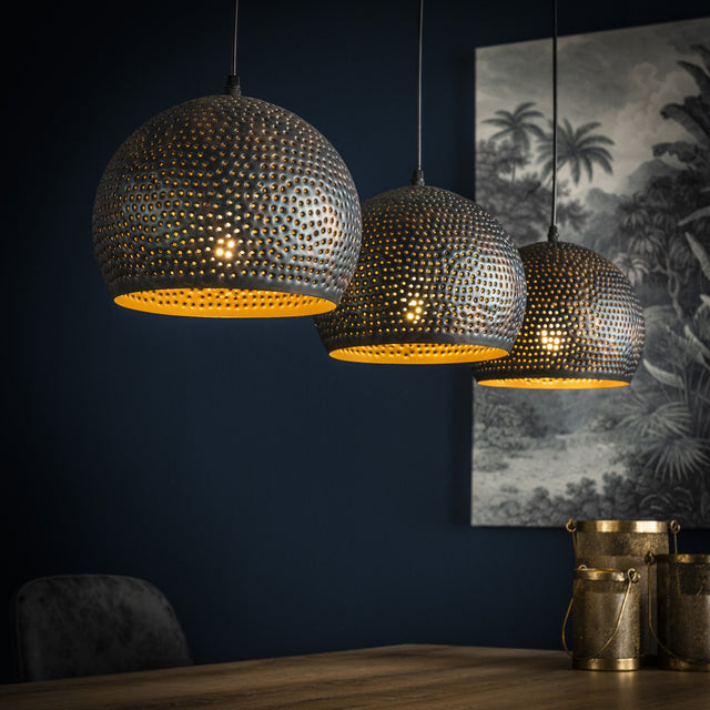 Hanglamp Aya 3 Sphere DH Interior Bruin LxBxH 87x33x27 Zwart bruin Sfeerfoto schuin vooraanzicht