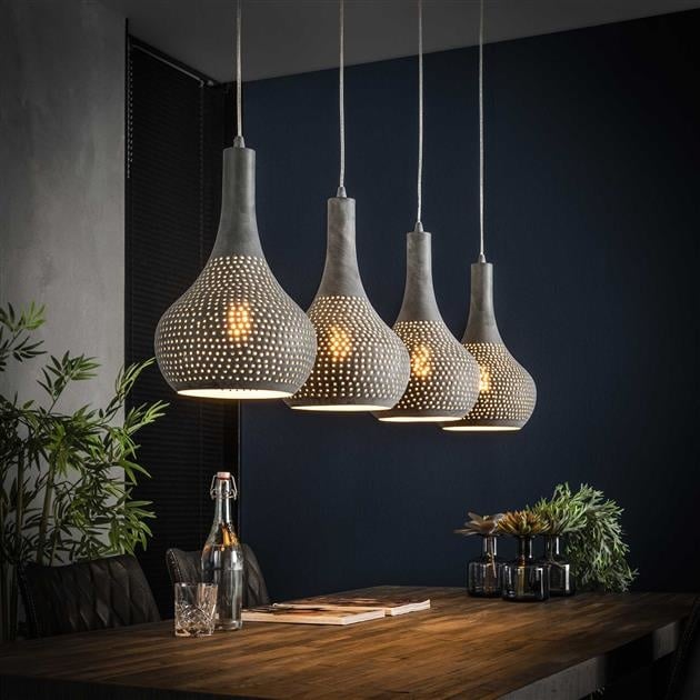 Hanglamp Aya 4 Grey DH Interior Grijs LxBxH 123x45x28 Grijs Sfeerfoto schuin vooraanzicht